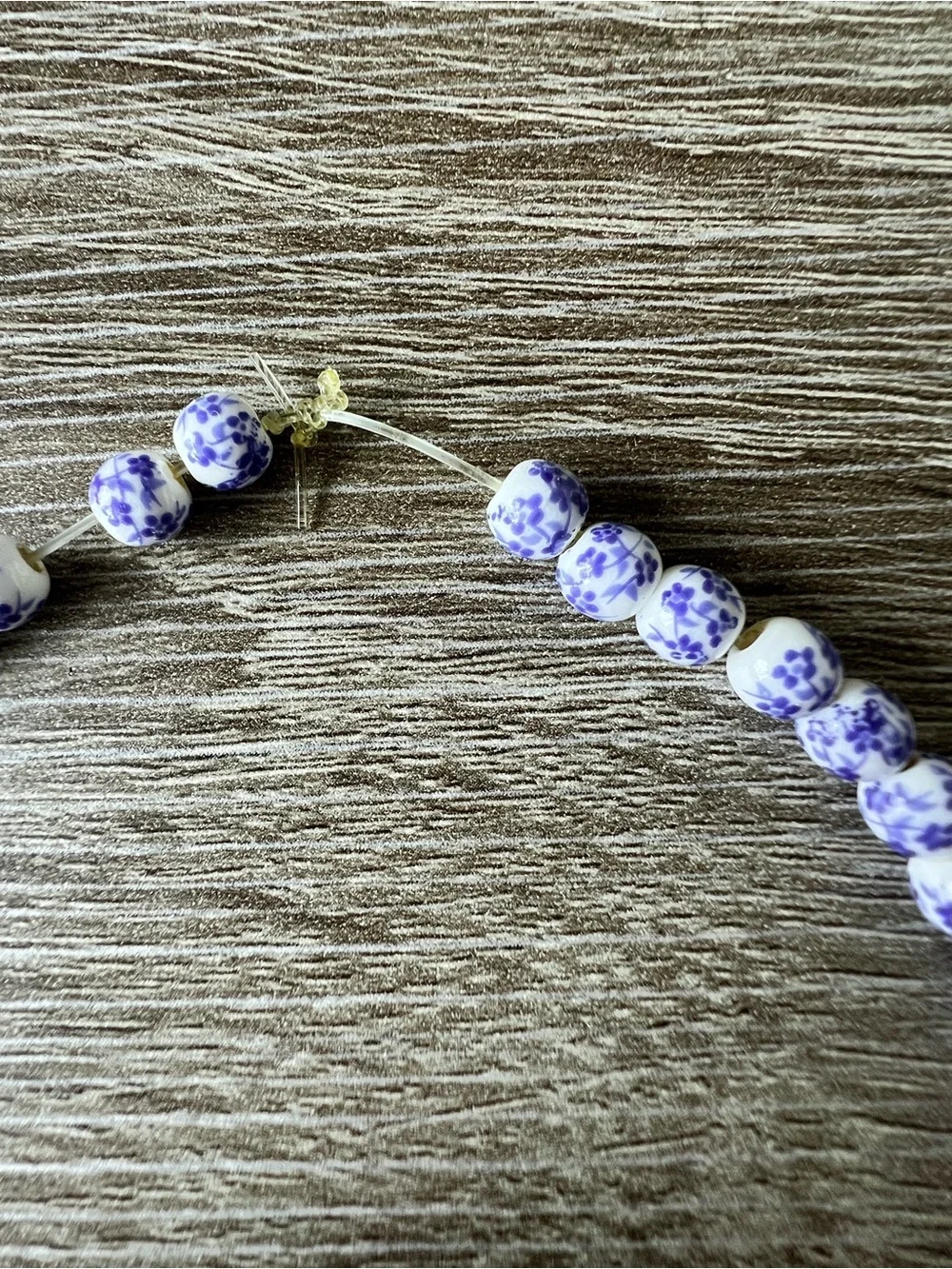 Handmade blue ceramic Beaded choker with Gold Fish Pendant - Picture 3 of 4